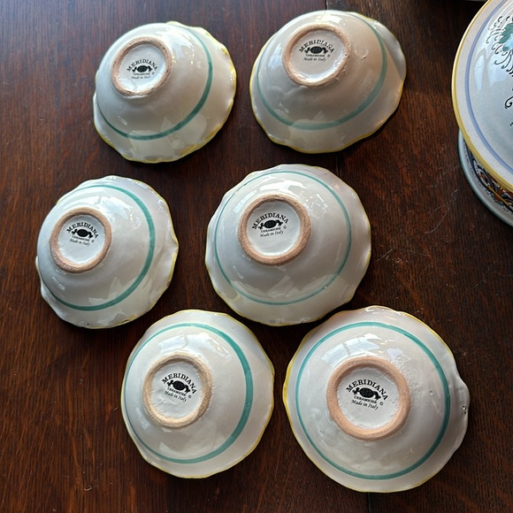 🇮🇹Meridiana Ceramiche set of 6 small desert or nut bowls Scalloped edges Italy - Picture 9 of 16